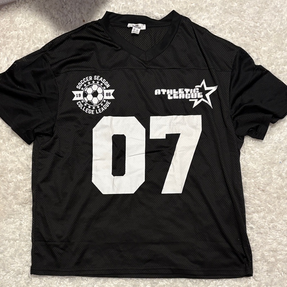Charlotte Russe Black Mesh Jersey with White '07' Graphic